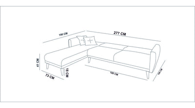 Divano moderno letto angolare in tessuto colore verde cm 277x175x86h