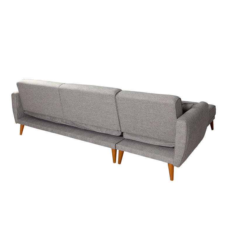 Divano ad angolo reversibile 3 posti trasformabile in letto colore grigio cm 277x175x86h