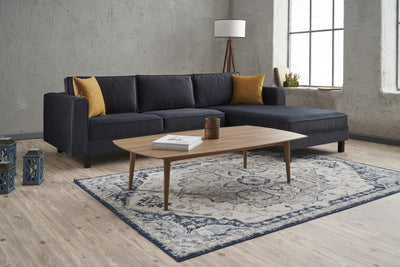divano moderno ad angolo destro con penisola imbottito rivestito in velluto colore antracite