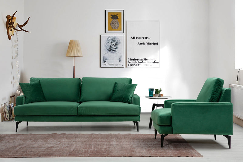 Divano design imbottito biposto rivestito in tessuto cm 175x88x90h - vari colori