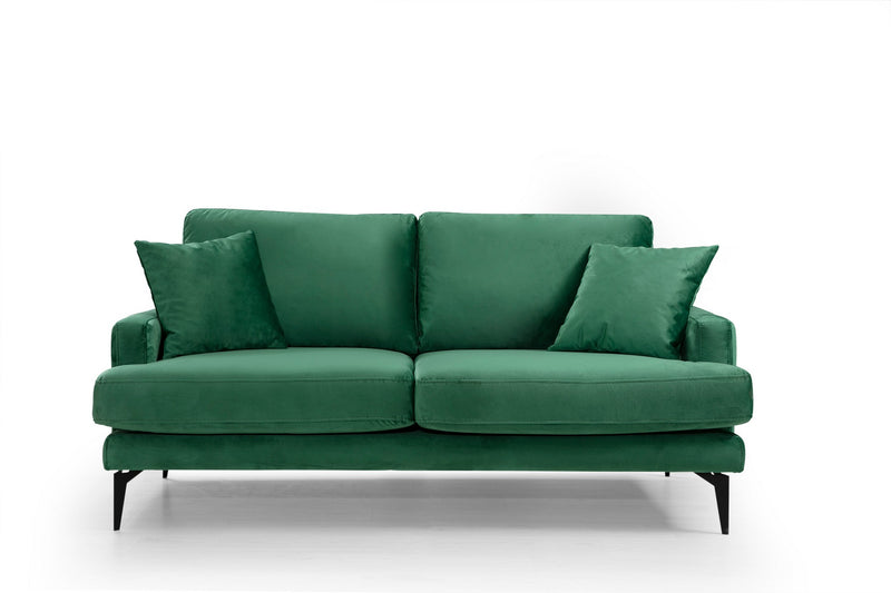 Divano design imbottito biposto rivestito in tessuto cm 175x88x90h - vari colori