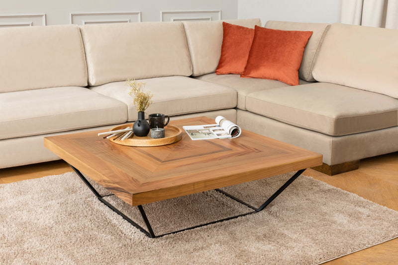 Divano in tessuto ad angolo con ripiano portaoggetti cm 313x97x80h - vari colori