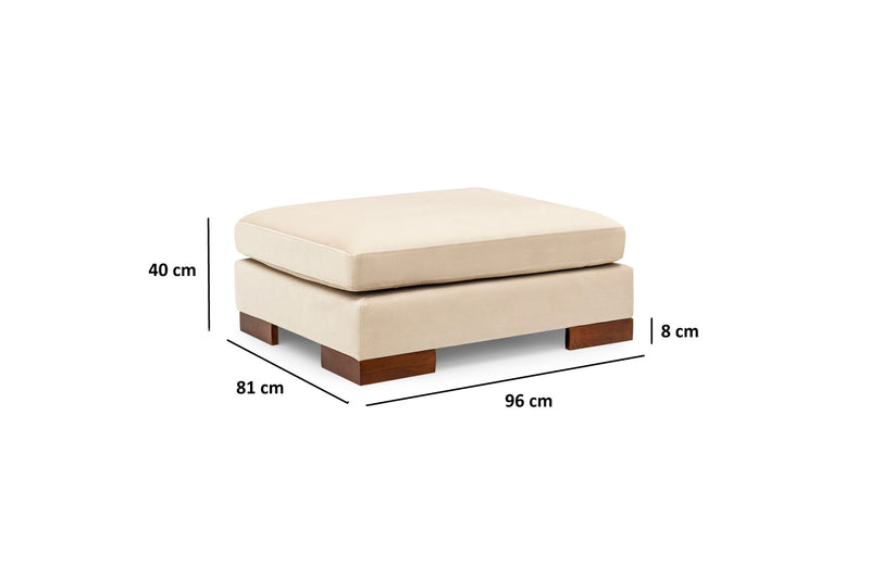 Divano con angolo a destra pouf e ripiano portariviste cm 313x97x80h - vari colori