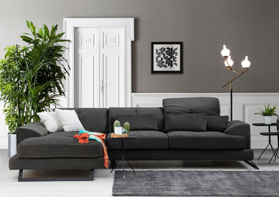 Divano ad angolo con penisola a sinistra 308x100x92h - vari colori