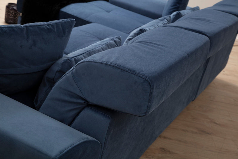 Divano ad angolo con penisola a sinistra 308x100x92h - vari colori