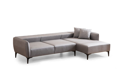 Divano angolare moderno con penisola in tessuto trasformabile in letto cm 270x140x67h - vari colori