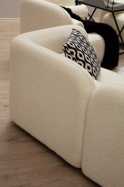 Divano design da salotto 3 posti rivestito in tessuto morbido cm 228x90x74h