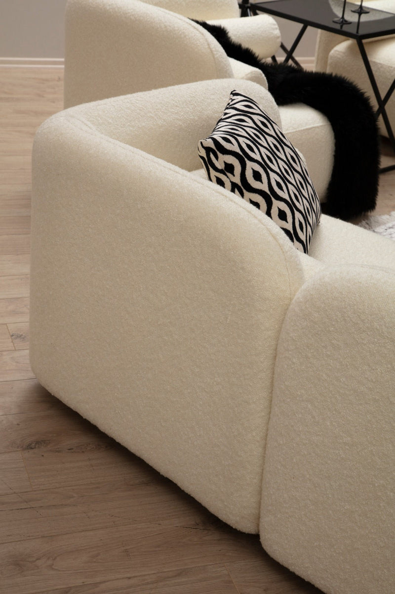 Divano design da salotto 3 posti rivestito in tessuto morbido cm 228x90x74h