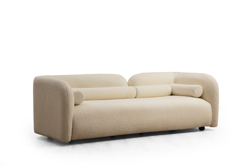 Divano design da salotto 3 posti rivestito in tessuto morbido cm 228x90x74h