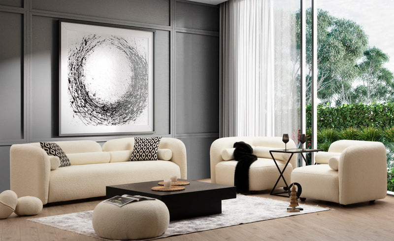 Divano design da salotto 3 posti rivestito in tessuto morbido cm 228x90x74h