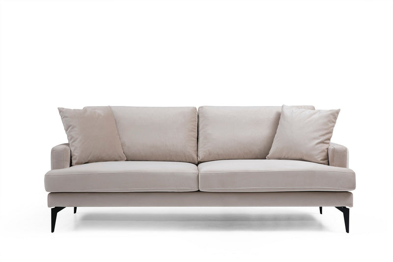 Divano design imbottito biposto rivestito in tessuto cm 175x88x90h - vari colori
