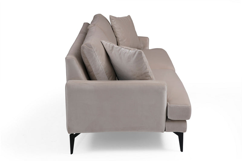 Divano design imbottito biposto rivestito in tessuto cm 175x88x90h - vari colori