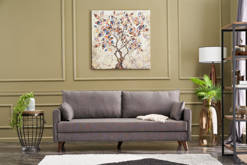 Divano letto a 3 posti rivestito in tessuto cm 208x81x85h - vari colori