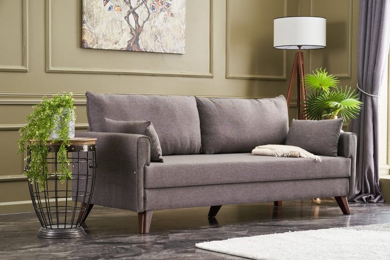 Divano letto a 3 posti rivestito in tessuto cm 208x81x85h - vari colori