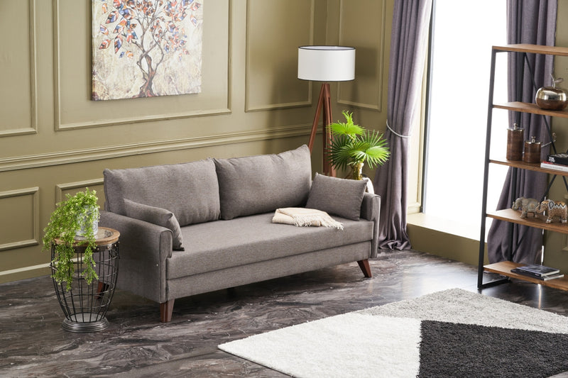 Divano letto a 3 posti rivestito in tessuto cm 208x81x85h - vari colori