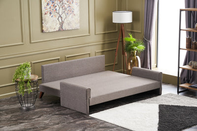 Divano letto a 3 posti rivestito in tessuto cm 208x81x85h - vari colori