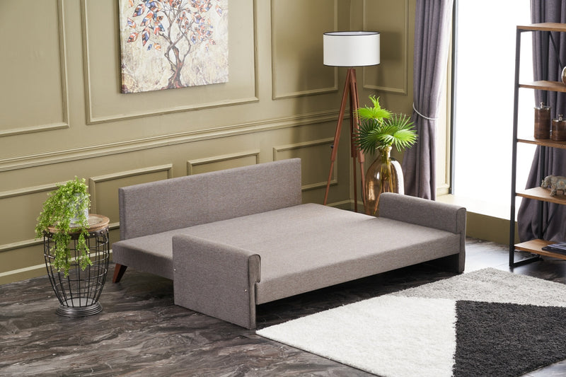 Divano letto a 3 posti rivestito in tessuto cm 208x81x85h - vari colori