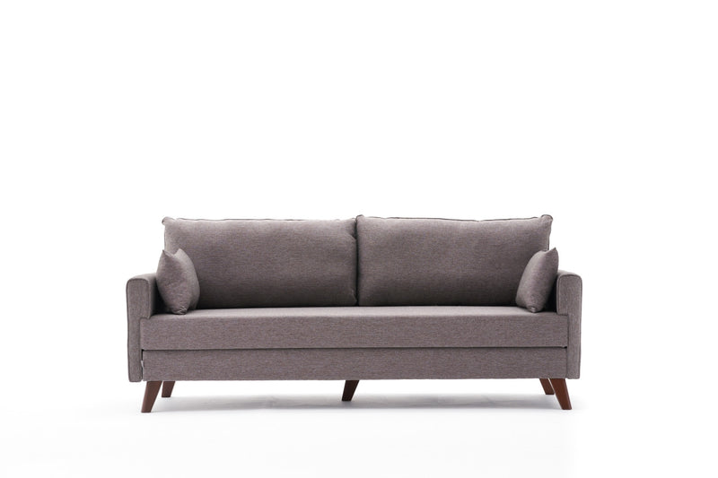 Divano letto a 3 posti rivestito in tessuto cm 208x81x85h - vari colori
