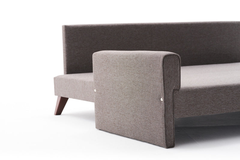 Divano letto a 3 posti rivestito in tessuto cm 208x81x85h - vari colori