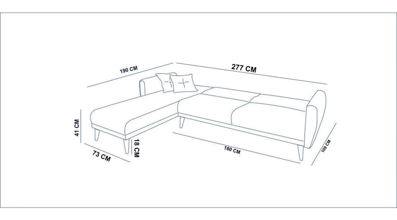 Divano letto angolare 3 posti con penisola reversibile in lino colore antracite cm 277x175x86h