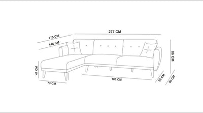 Divano letto angolare 3 posti con penisola reversibile in lino colore antracite cm 277x175x86h