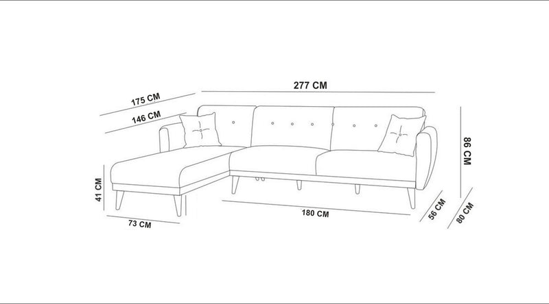 Divano letto angolare 3 posti con penisola reversibile in lino colore antracite cm 277x175x86h