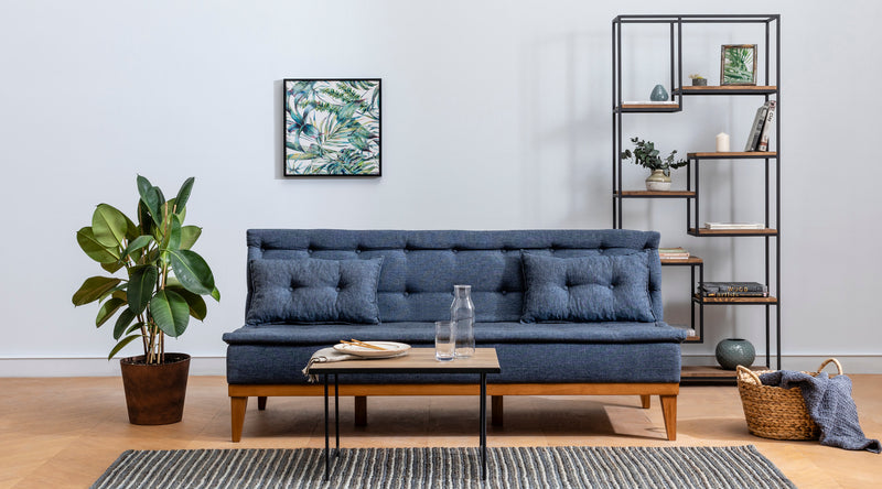 Divano senza braccioli moderno da 3 posti rivestito in tessuto cm 180x80x78h - vari colori