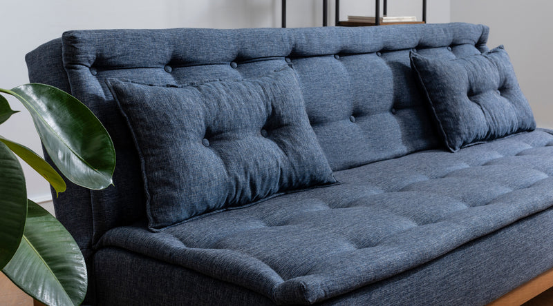 Divano senza braccioli moderno da 3 posti rivestito in tessuto cm 180x80x78h - vari colori