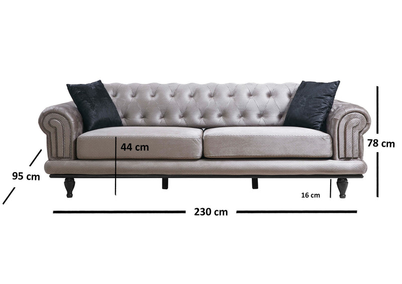 Divano classico 3 posti trasformabile in letto rivestito in tessuto fantasia cm 230x95x78h