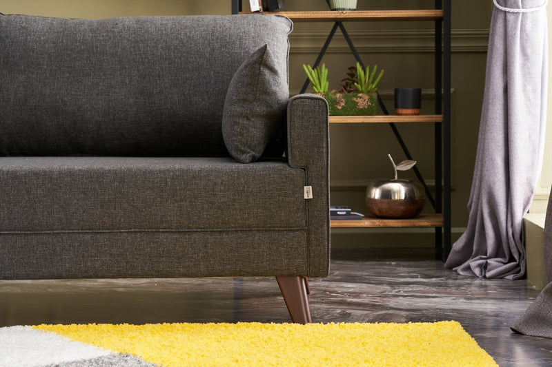 Divano letto a 3 posti rivestito in tessuto cm 208x81x85h - vari colori