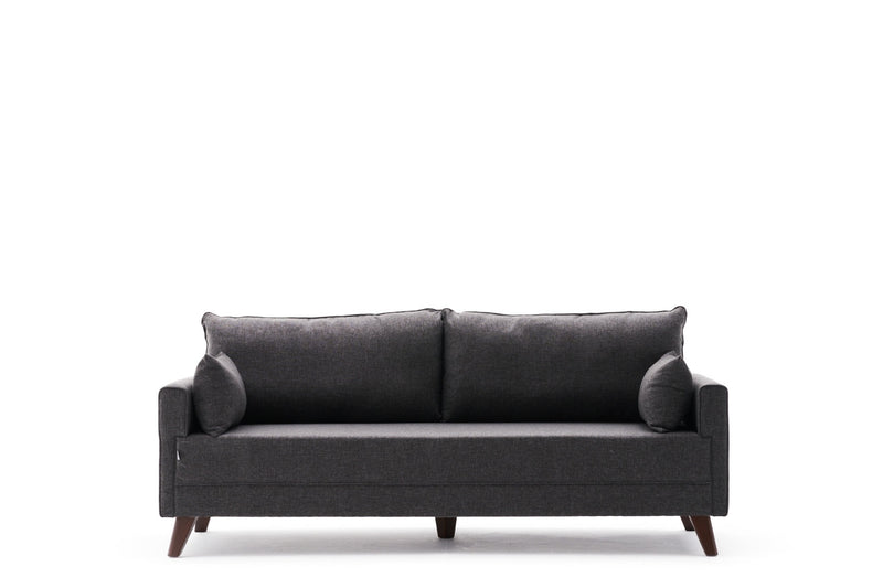 Divano letto a 3 posti rivestito in tessuto cm 208x81x85h - vari colori