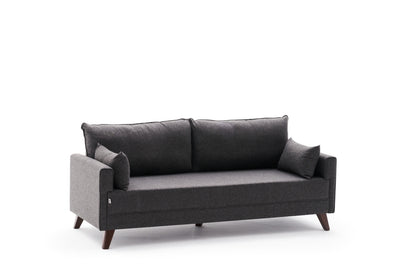 Divano letto a 3 posti rivestito in tessuto cm 208x81x85h - vari colori