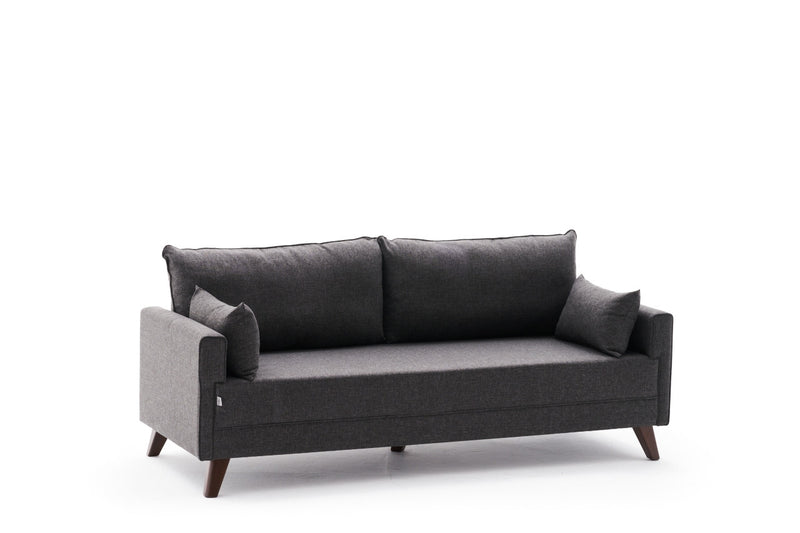 Divano letto a 3 posti rivestito in tessuto cm 208x81x85h - vari colori
