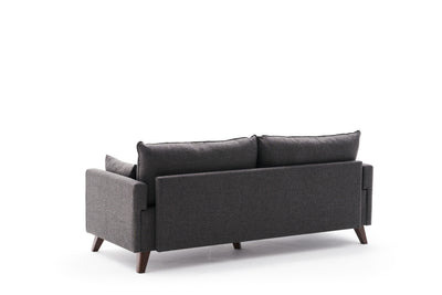 Divano letto a 3 posti rivestito in tessuto cm 208x81x85h - vari colori