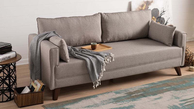 Divano letto a 3 posti rivestito in tessuto cm 208x81x85h - vari colori
