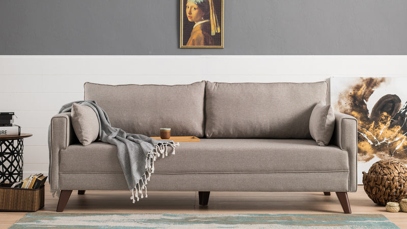 Divano letto a 3 posti rivestito in tessuto cm 208x81x85h - vari colori