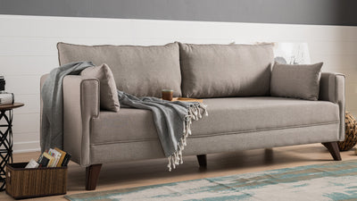 Divano letto a 3 posti rivestito in tessuto cm 208x81x85h - vari colori