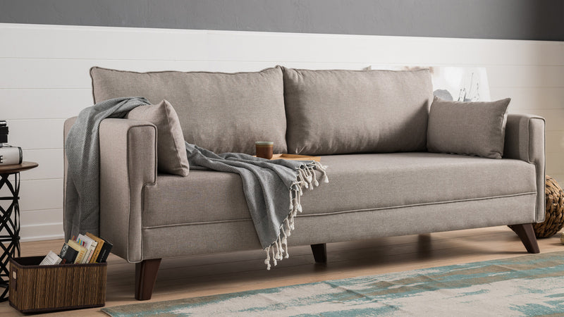 Divano letto a 3 posti rivestito in tessuto cm 208x81x85h - vari colori