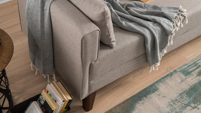 Divano letto a 3 posti rivestito in tessuto cm 208x81x85h - vari colori