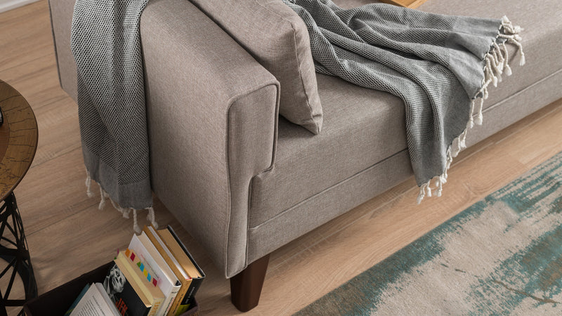 Divano letto a 3 posti rivestito in tessuto cm 208x81x85h - vari colori