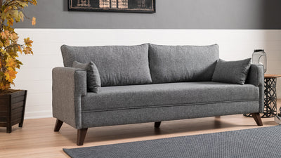 Divano letto a 3 posti rivestito in tessuto cm 208x81x85h - vari colori
