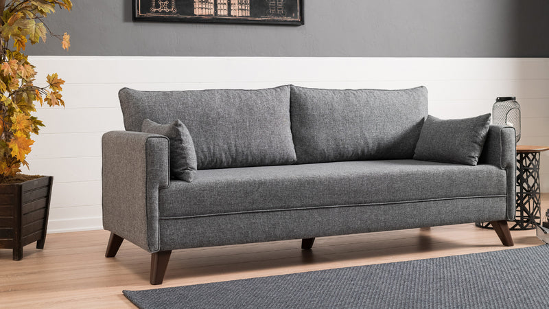 Divano letto a 3 posti rivestito in tessuto cm 208x81x85h - vari colori