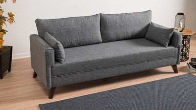 Divano letto a 3 posti rivestito in tessuto cm 208x81x85h - vari colori