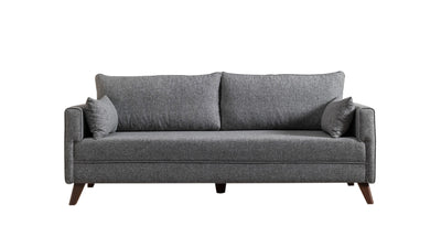 Divano letto a 3 posti rivestito in tessuto cm 208x81x85h - vari colori