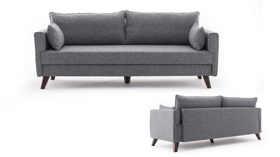 Divano letto a 3 posti rivestito in tessuto cm 208x81x85h - vari colori