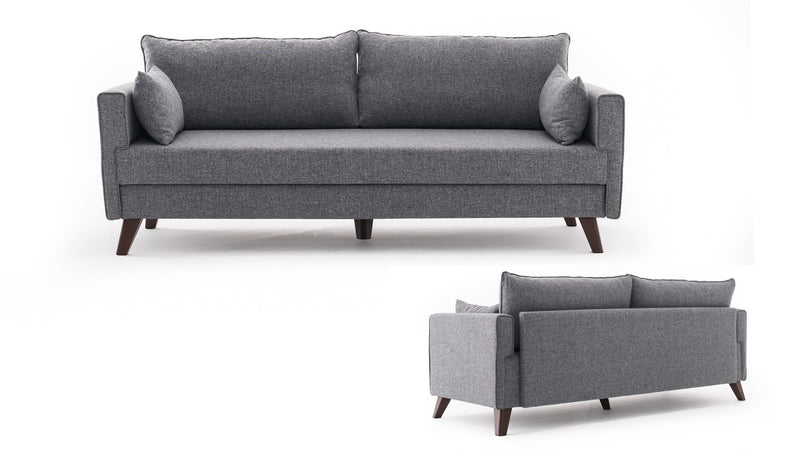 Divano letto a 3 posti rivestito in tessuto cm 208x81x85h - vari colori
