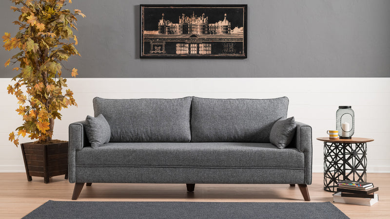 Divano letto a 3 posti rivestito in tessuto cm 208x81x85h - vari colori