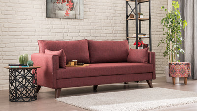 Divano letto a 3 posti rivestito in tessuto cm 208x81x85h - vari colori
