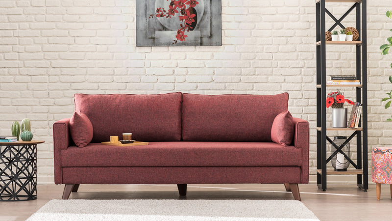 Divano letto a 3 posti rivestito in tessuto cm 208x81x85h - vari colori