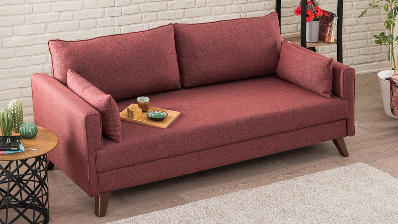 Divano letto a 3 posti rivestito in tessuto cm 208x81x85h - vari colori